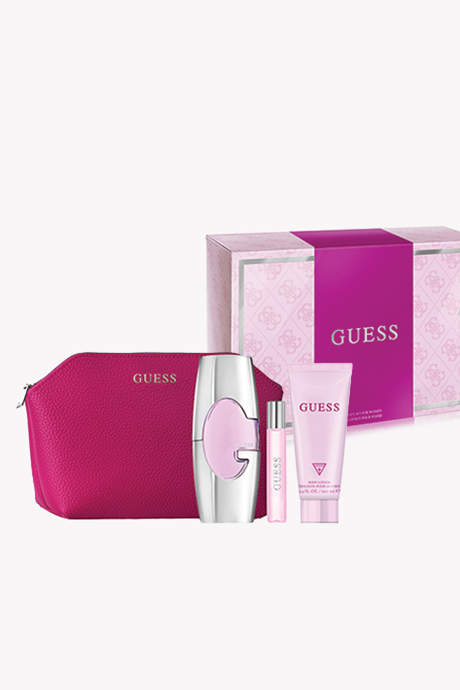 Picture of GUESS PINK EDP 75ML+B/L 100ML+ TVL SP 15ML+POUCH SET